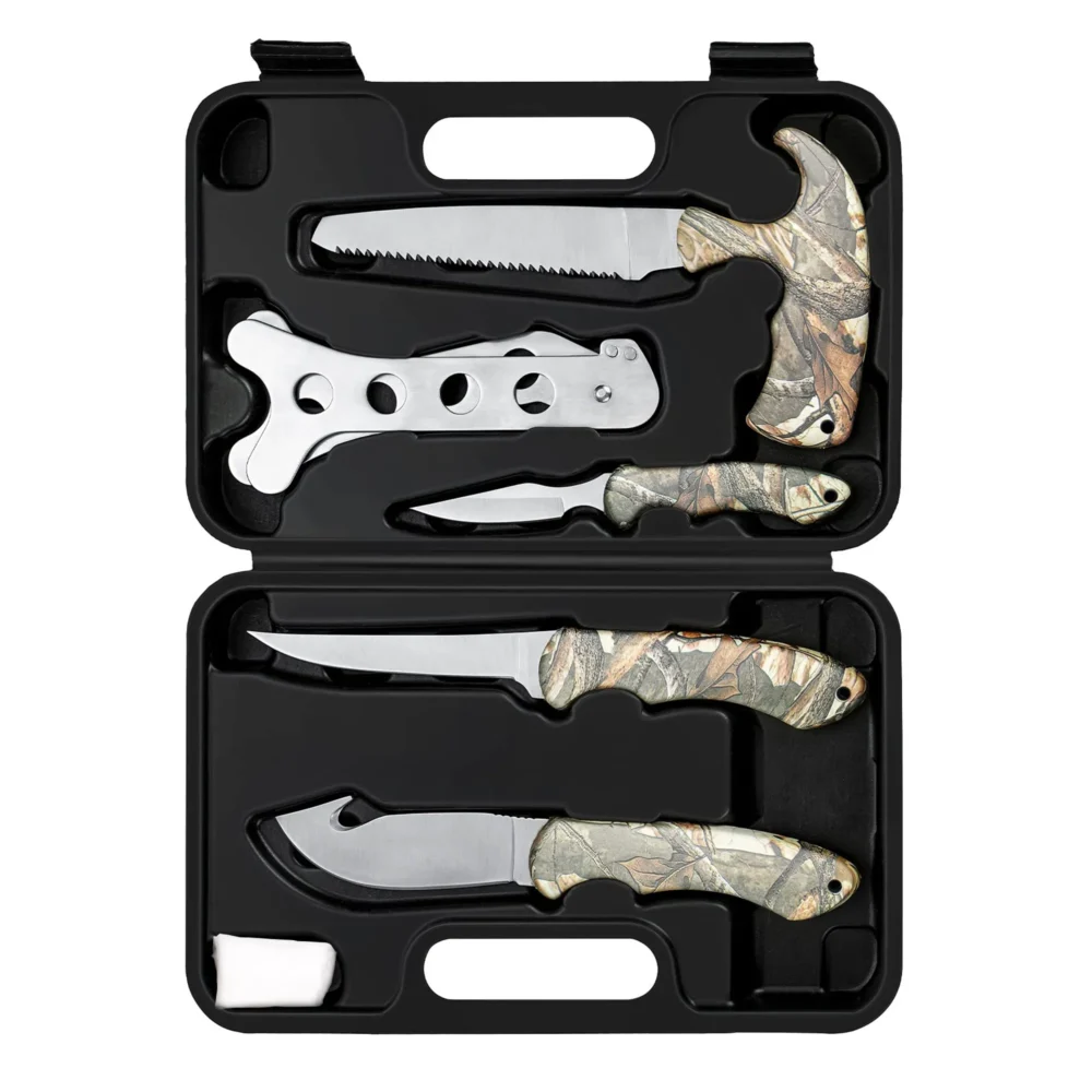8 Pieces Hunting Knife Set, Fixed Blade Knife Hunting Field Dressing Kit